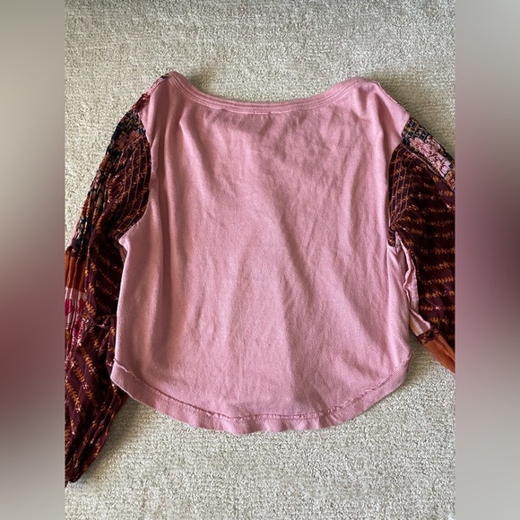 Free People Light Magic Henley Top Pink Cream S - Picture 7 of 9